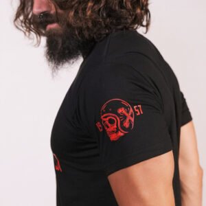 Death Rider 1957 T-Shirt - Front Logo - Black Red Left