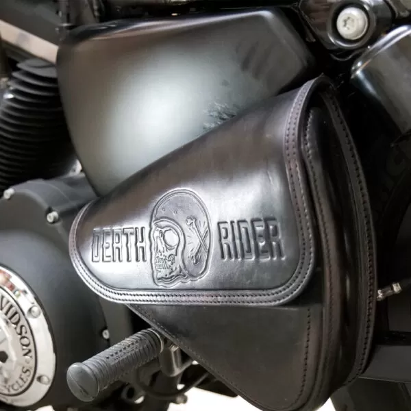 Black Leather Tool Roll Bag Saddle Harley Chopper Bobber Motorcycle  Sportster